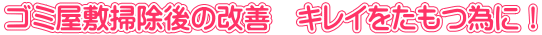 ゴミ屋敷掃除後の改善　キレイをたもつ為に！